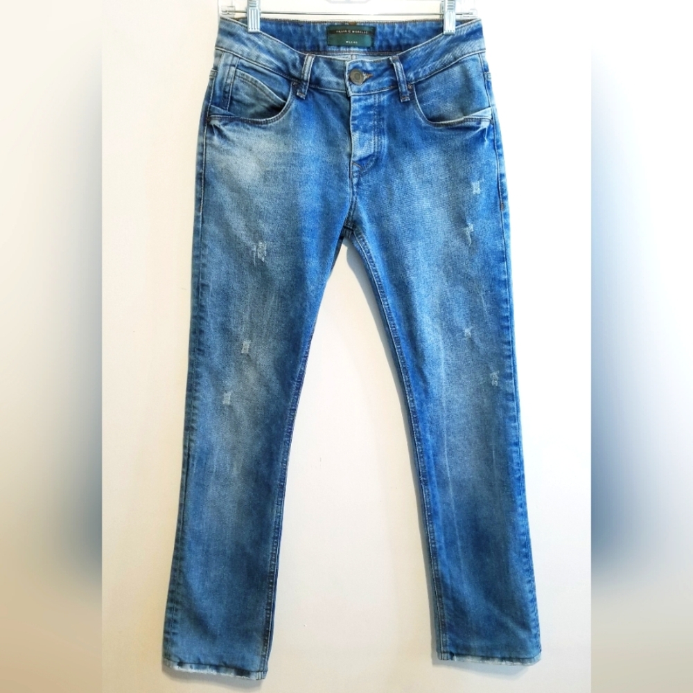 Frankie Morello Denim Collection Distressed Buttonfly Jeans